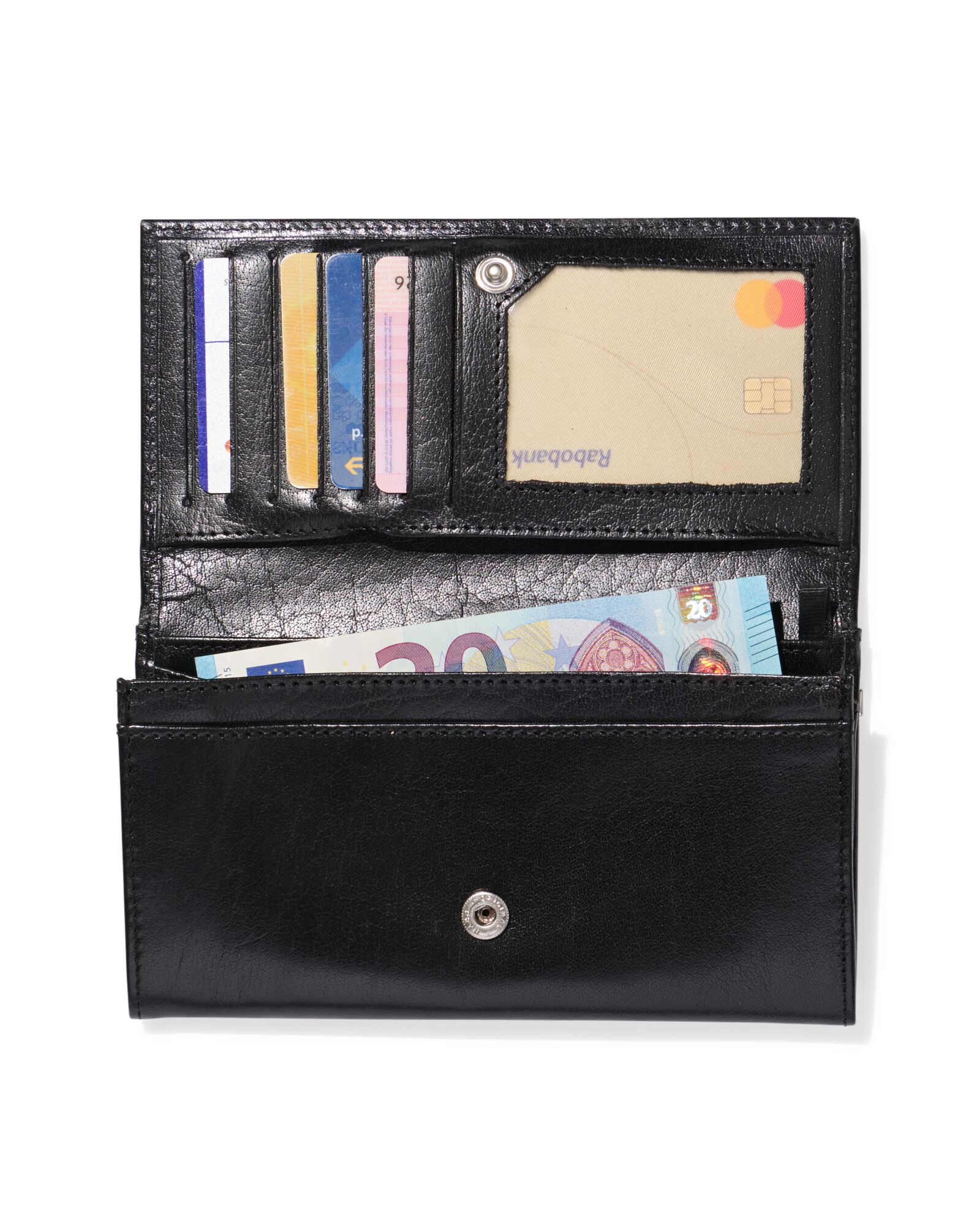 Portemonnaie mit Klappe, Leder, schwarz, n  - 18150061 - HEMA
