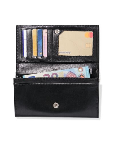 Portemonnaie mit Klappe, Leder, schwarz, n  - 18150061 - HEMA