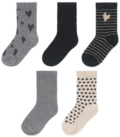 5 paires de chaussettes enfant avec coton gris chiné 23/26 - 4380071 - HEMA