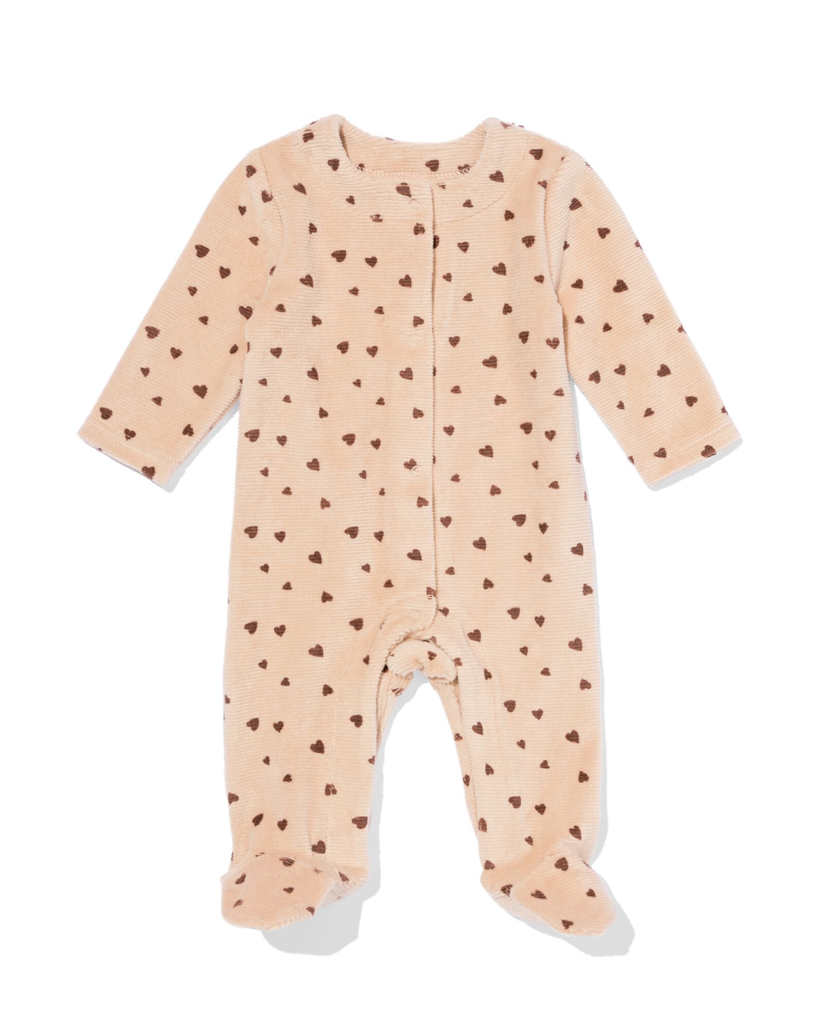 Newborn-Jumpsuit aus Veloursstoff mit Herzen hellbraun hellbraun - 33448920LIGHTBROWN - HEMA