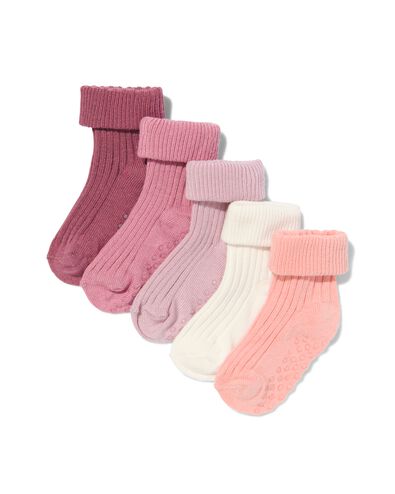 baby sokken met bamboe - 5 paar roze 0-6 m - 4790061 - HEMA