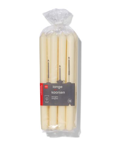 12er-Pack lange Haushaltskerzen, &Oslash; 2.2 x 29 cm, elfenbeinfarben elfenbeinfarben 2,2 x 29 - 13503051 - HEMA