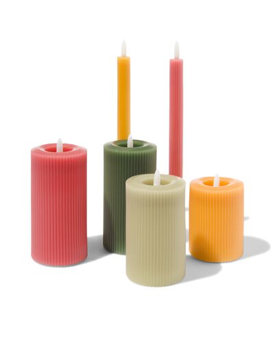 bougie nervur&eacute;e LED avec cire &Oslash;2.3x28.3 jaune ocre - 13550052 - HEMA