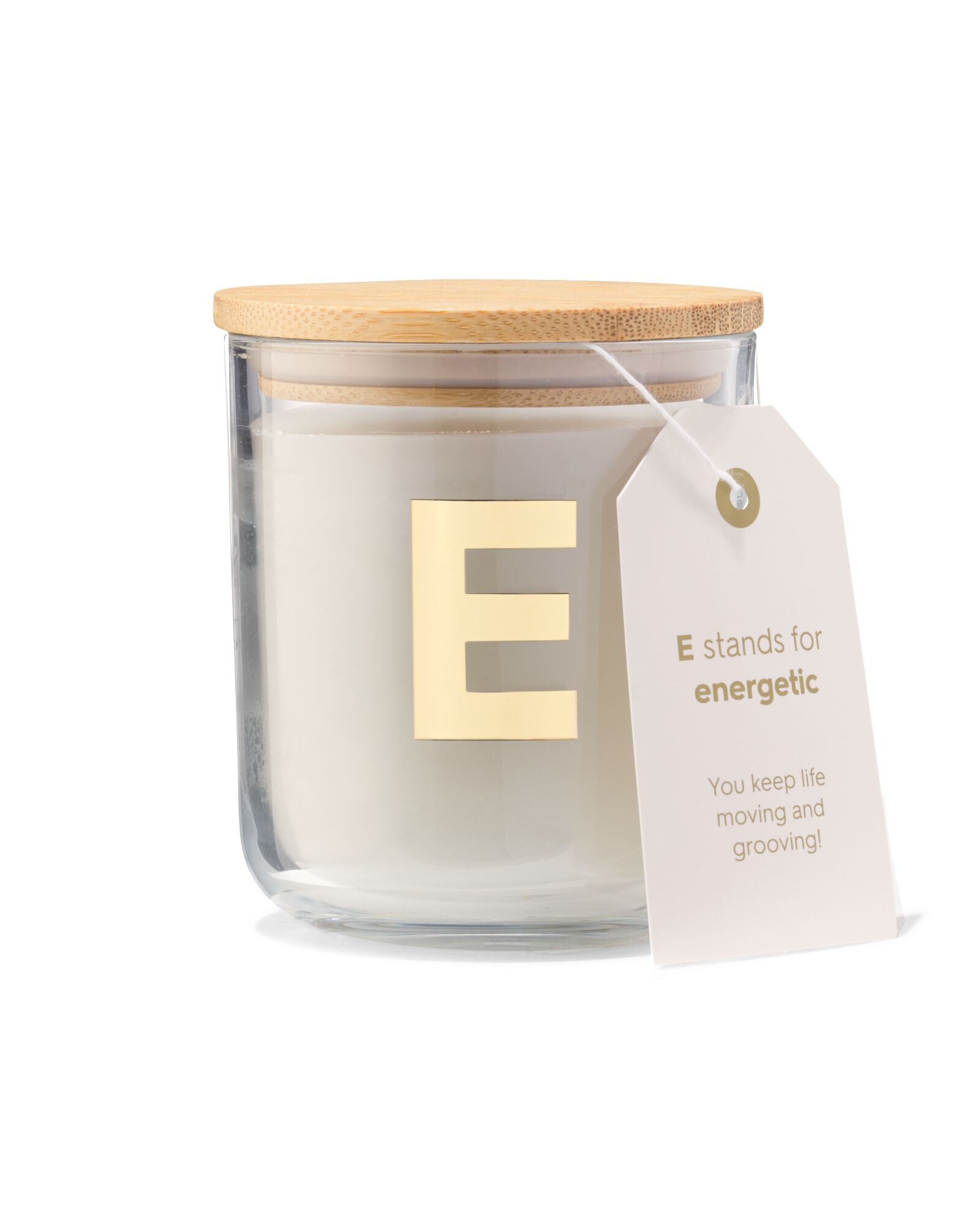 kaars in glas &Oslash;8x10cm letter E - 61100404 - HEMA