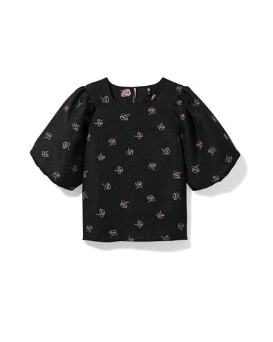 dames top Dawn crinkle bloemen zwart zwart - 36205980BLACK - HEMA