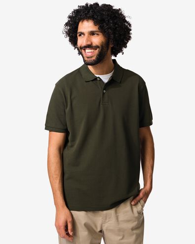 herenpolo Denton regular fit piqu&eacute; donkergroen donkergroen - 2140860DARKGREEN - HEMA