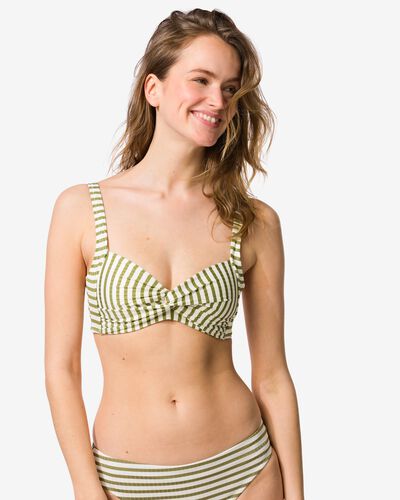 Damen-Bikinioberteil Anette, gestreift mittelgr&uuml;n - 22360180MIDGREEN - HEMA