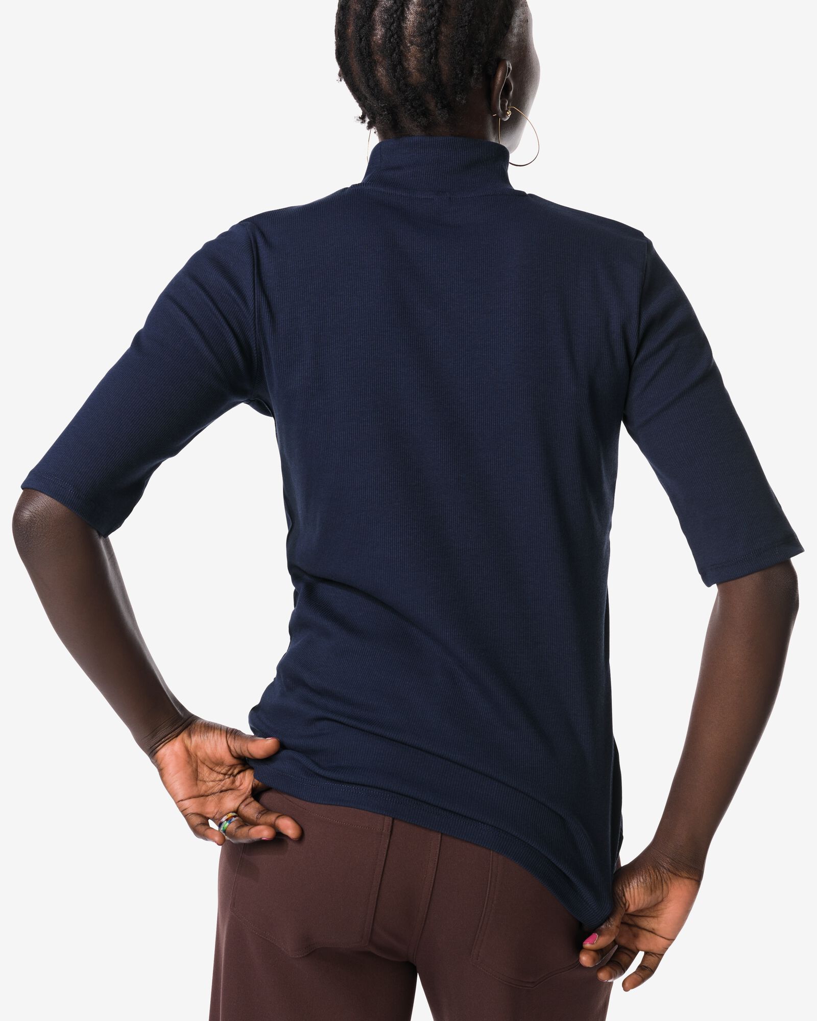 Damen-T-Shirt Clara, gerippt dunkelblau dunkelblau - 36209260DARKBLUE - HEMA