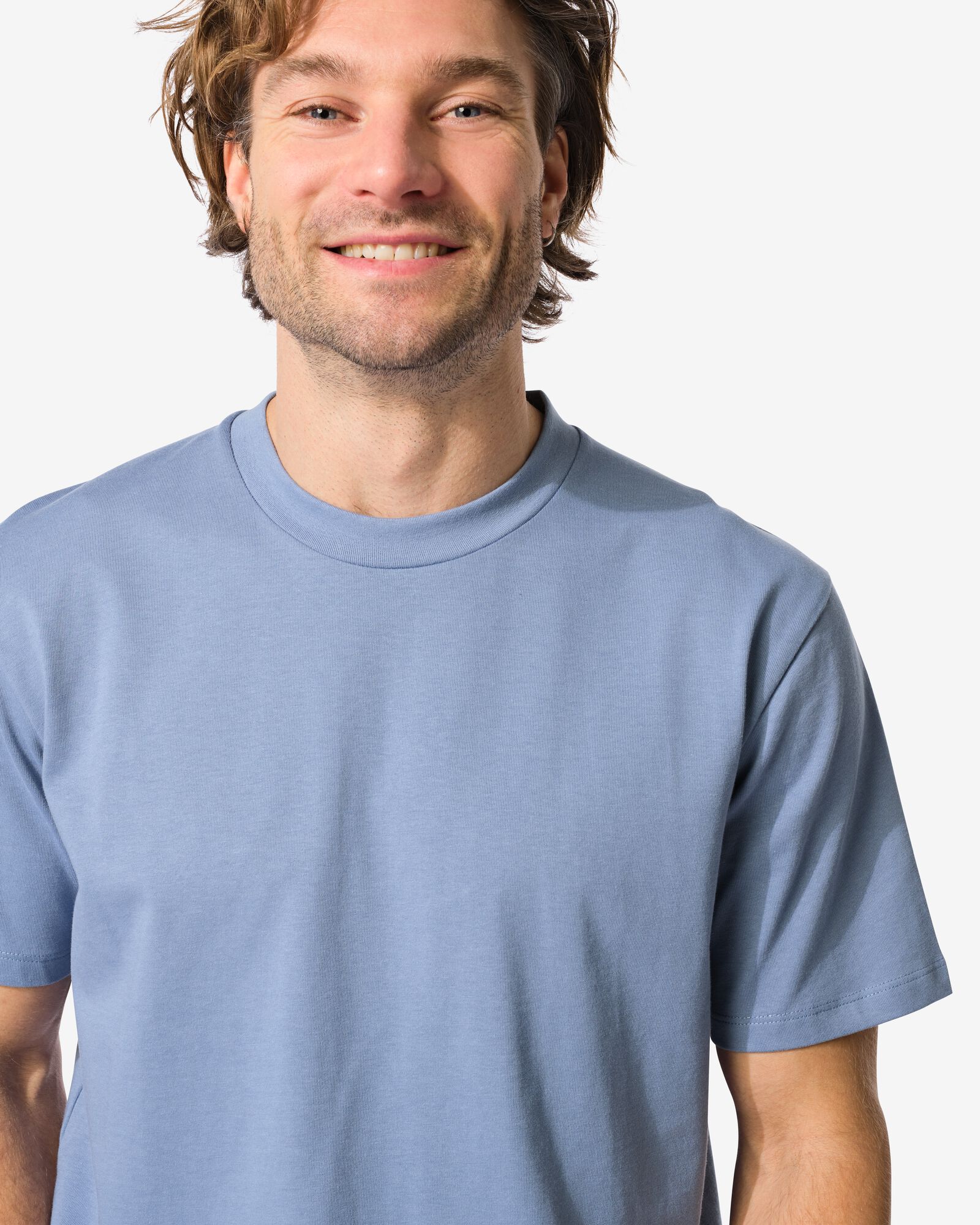 heren T-shirt  middenblauw - 2140510MIDBLUE - HEMA