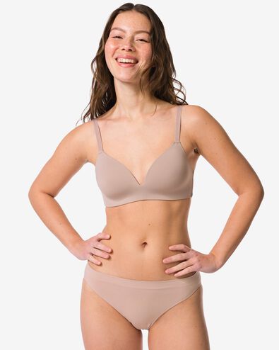 damesslip naadloos micro beige beige - 19607670BEIGE - HEMA