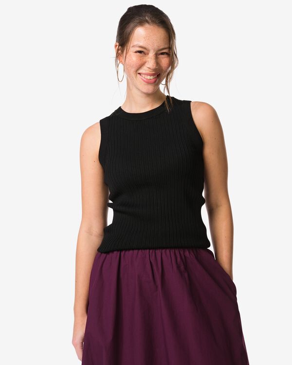 Damentop Frida, gerippt schwarz schwarz - 36304340BLACK - HEMA