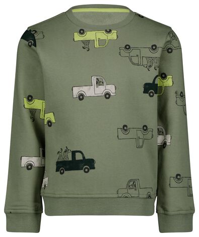 kindersweater auto's lichtgroen - 1000024521 - HEMA