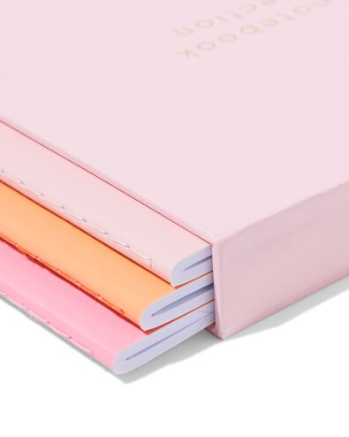 cahiers A5 lign&eacute;s rose &ndash; 3 pi&egrave;ces - 14100243 - HEMA