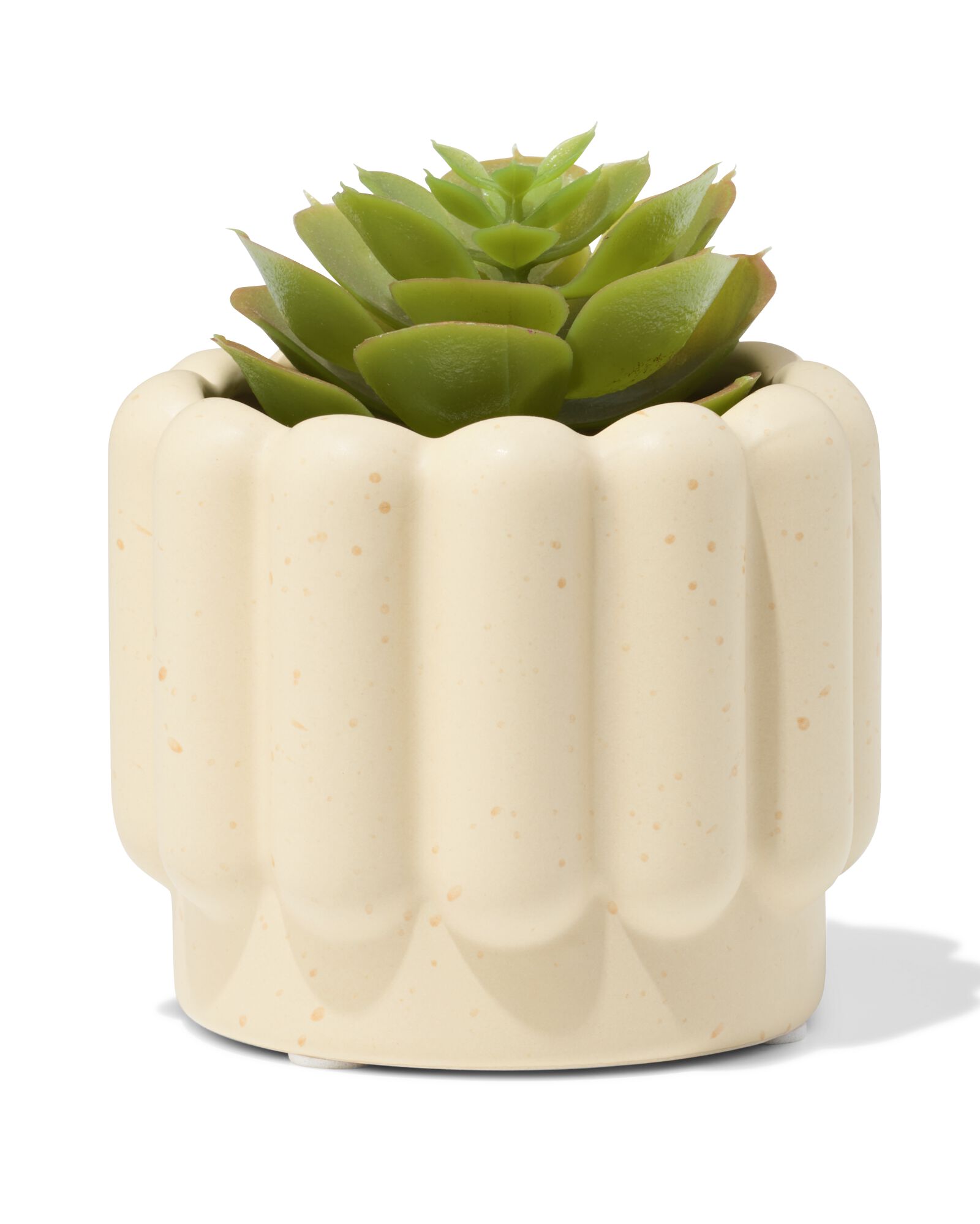 Blumentopf ⌀ 7 x 6 cm, Keramik, gerippt, Sandfarbe - 13325023 - HEMA