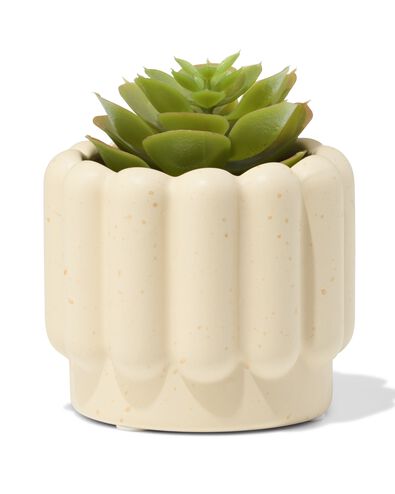 Blumentopf ⌀ 7 x 6 cm, Keramik, gerippt, Sandfarbe - 13325023 - HEMA