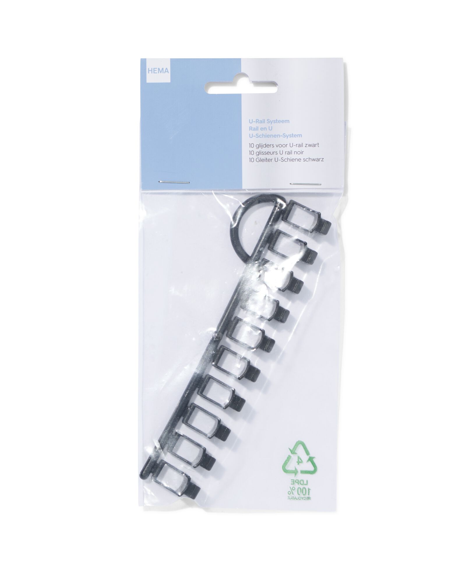 patins pour rails en U noir - 10 pi&egrave;ces - 7502011 - HEMA