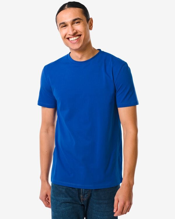t-shirt homme regular fit col rond bleu bleu - 2114030BLUE - HEMA
