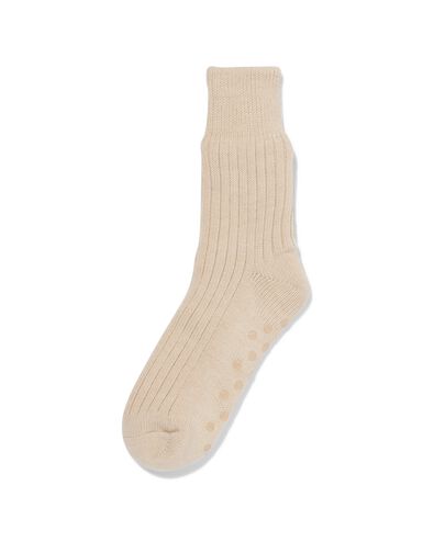 chaussettes d'int&eacute;rieur pour femmes en polaire c&ocirc;tel&eacute;e beige beige - 4280360BEIGE - HEMA