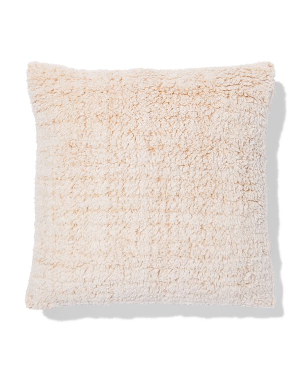 housse de coussin 50x50cm peluche brun clair - 7325166 - HEMA