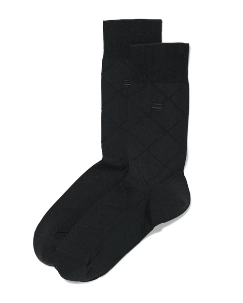 2 paires de chaussettes homme coton brillant noir noir - 1000009298 - HEMA