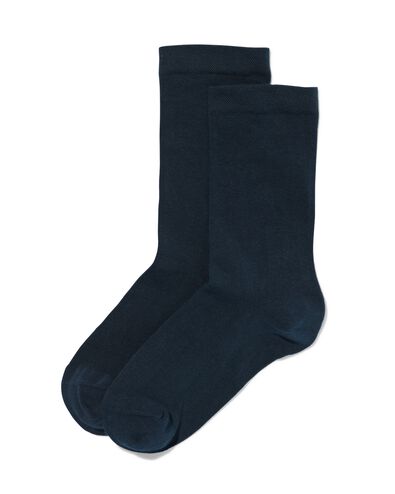 2 paires de chaussettes femme avec coton bio bleu foncé 39/42 - 4250067 - HEMA