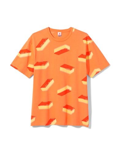t-shirt homme relaxed fit orange tompouce orange XL - 2115133 - HEMA