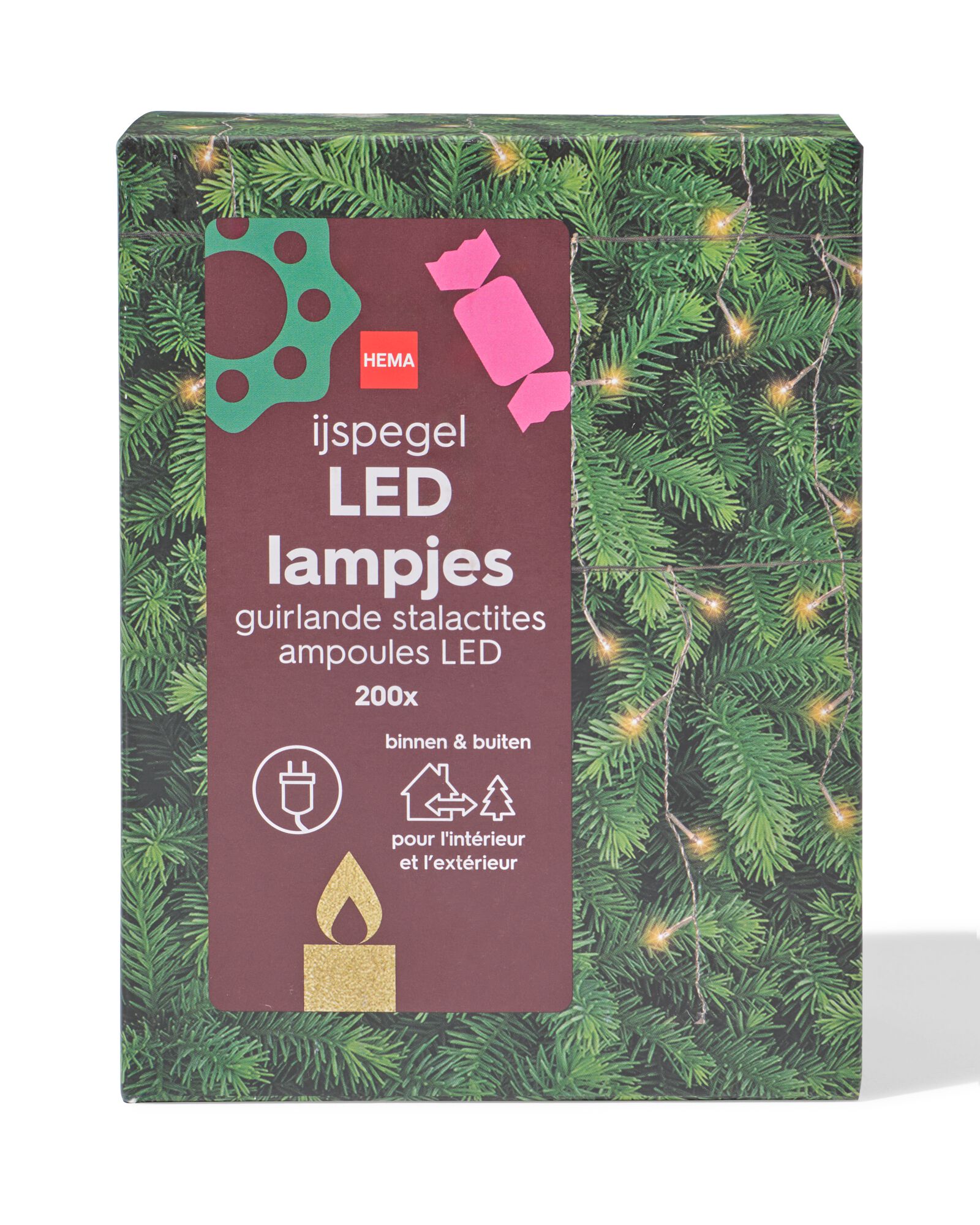 lichtsnoer 12m met 200 LED ijspegels - 25590088 - HEMA