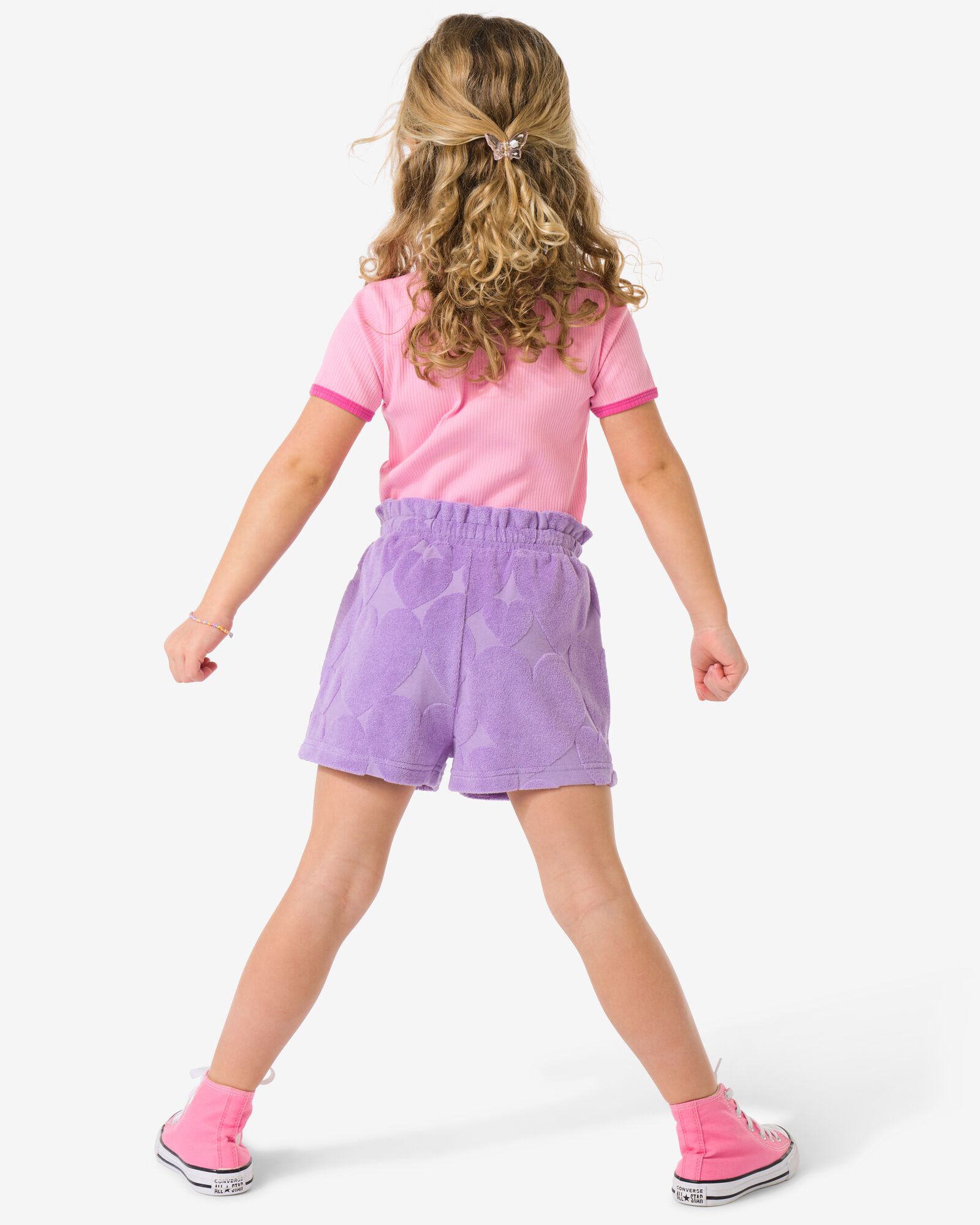 kindershort comfort fit badstof hartjes paars paars - 30848805PURPLE - HEMA