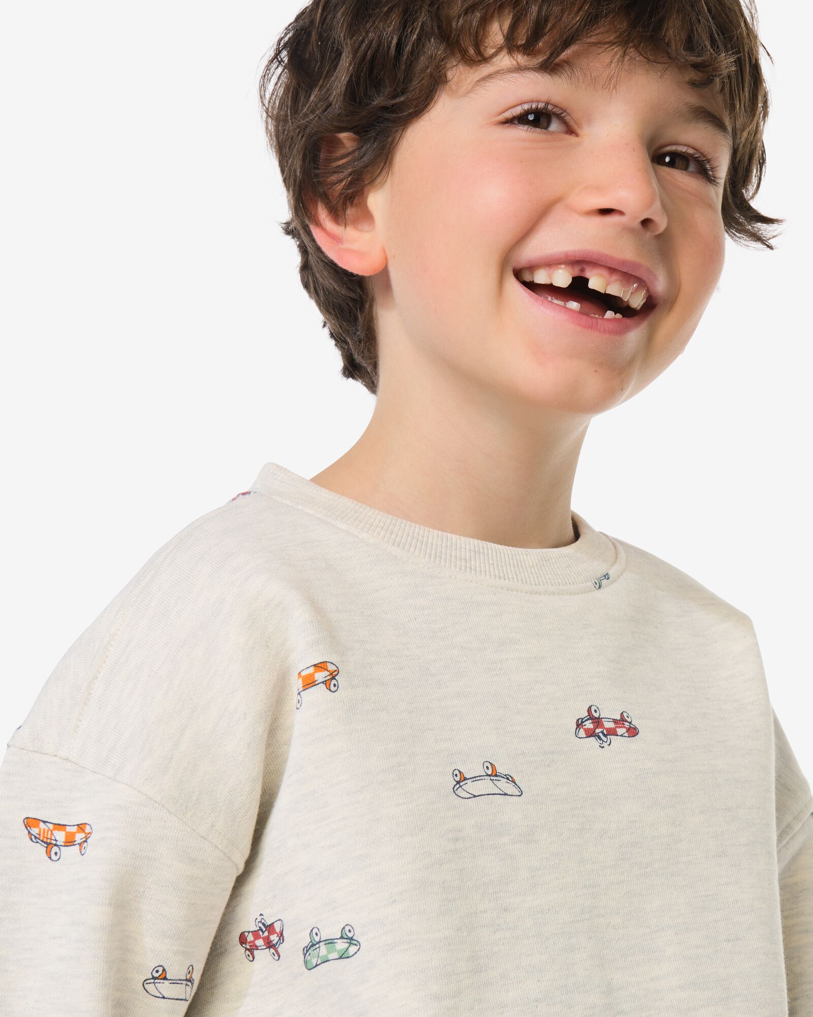 Kinderpullover aus Sweatstoff mit Aufdruck  graumeliert graumeliert - 30712302GREYMELANGE - HEMA