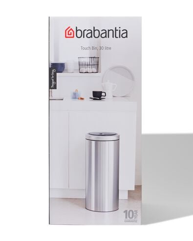 Brabantia Touch Bin Flat Top prullenbak 30L Matt Black -  zwart Brabantia - 20500187 - HEMA