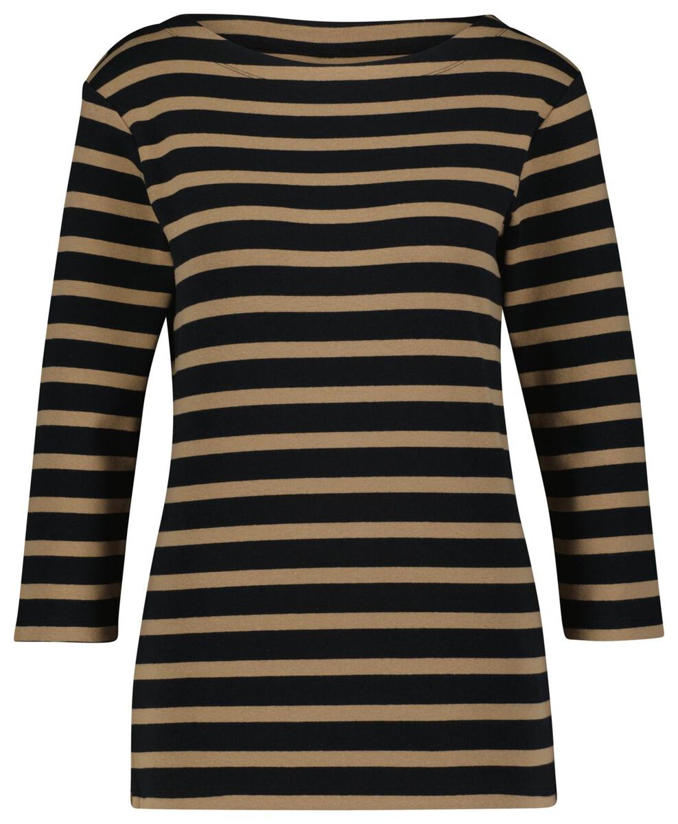 Damen-Shirt Cara, U-Boot-Ausschnitt, Streifen karamell - 1000028445 - HEMA
