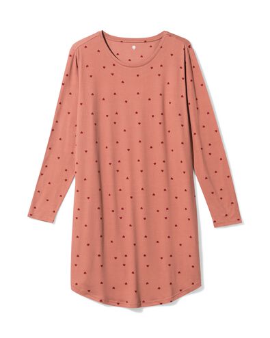 damesnachthemd micro hartjes middenbruin middenbruin - 23408030MIDBROWN - HEMA