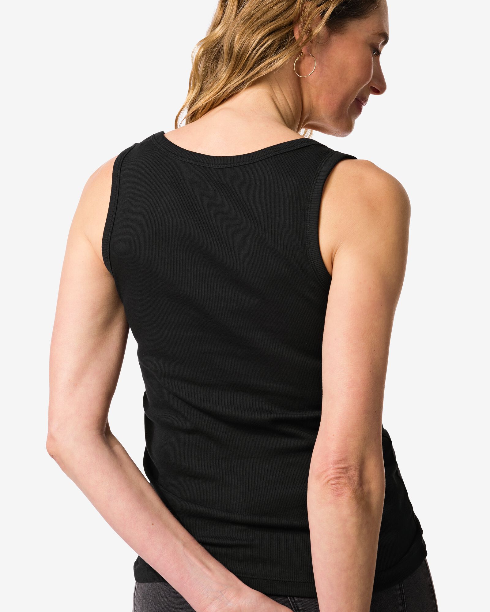 Damen-Top Anouk, Feinripp schwarz schwarz - 1000031337 - HEMA