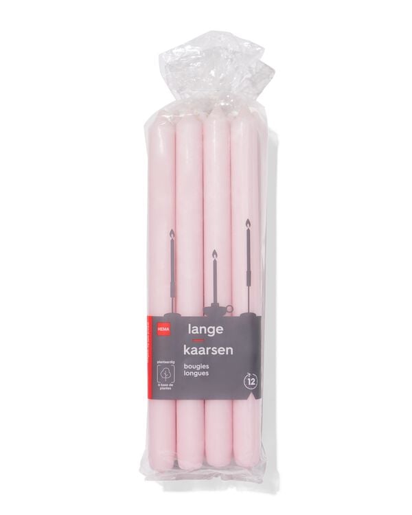 12 bougies longues &Oslash;2.2x29&nbsp; rose p&acirc;le rose p&acirc;le - 1000015441 - HEMA