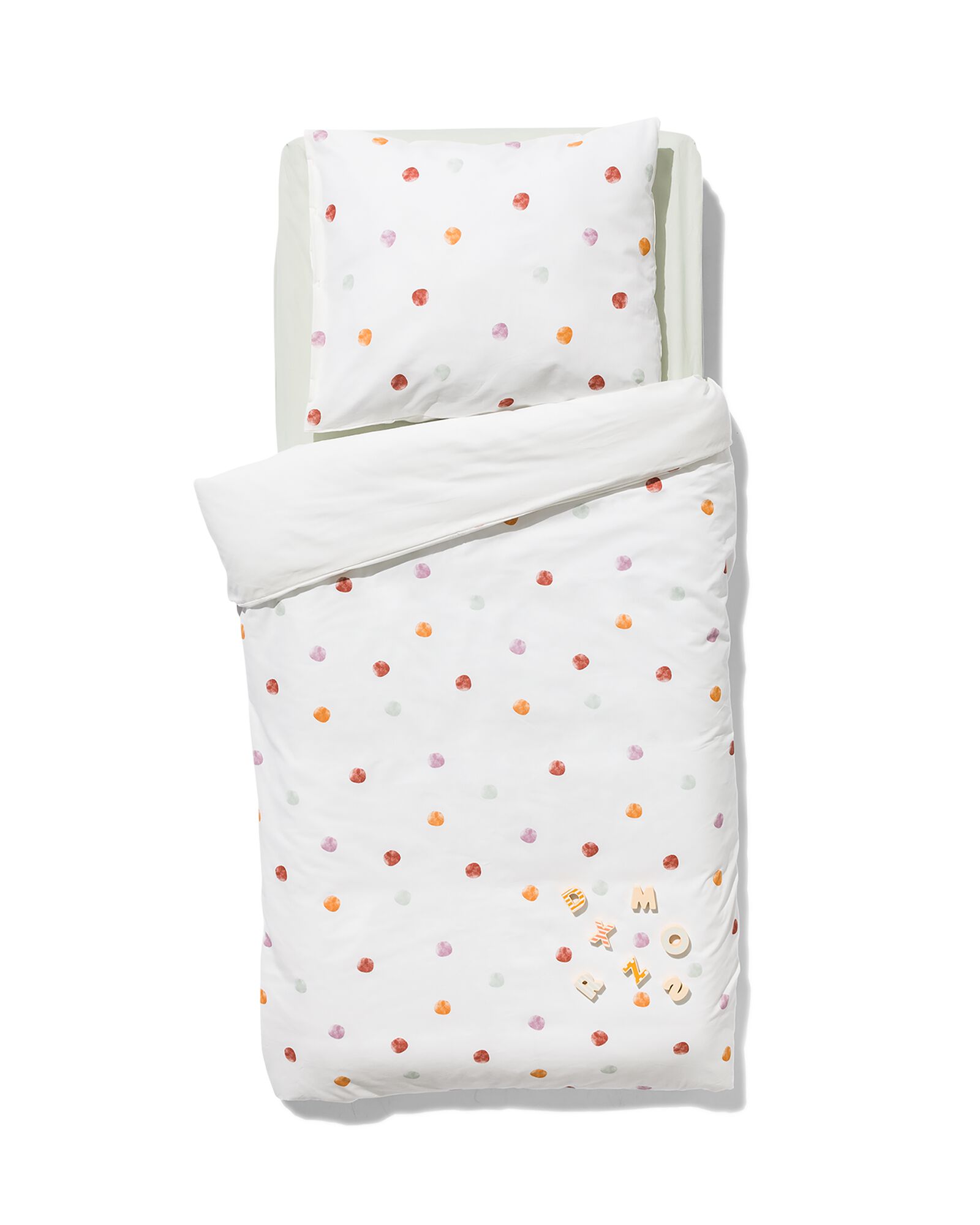 housse de couette tout-petit 120x150 coton doux pois color&eacute;s - 5720177 - HEMA