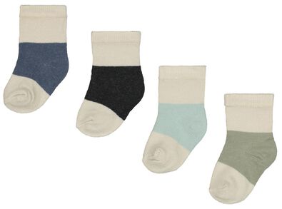 4 paires de chaussettes bébé avec bambou - blocs de couleur bleu - 1000023520 - HEMA