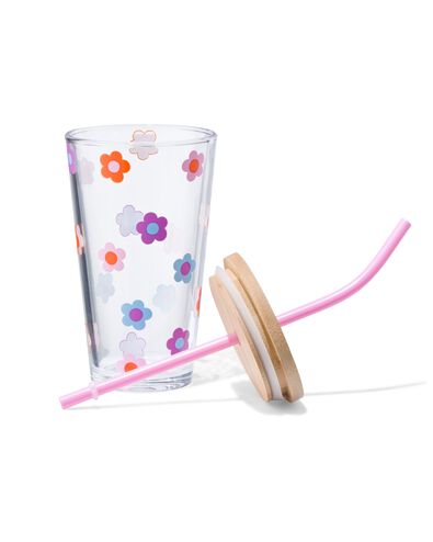 Einmachglas-Becher 410&nbsp;ml, Bambus, Bl&uuml;te - 61130103 - HEMA