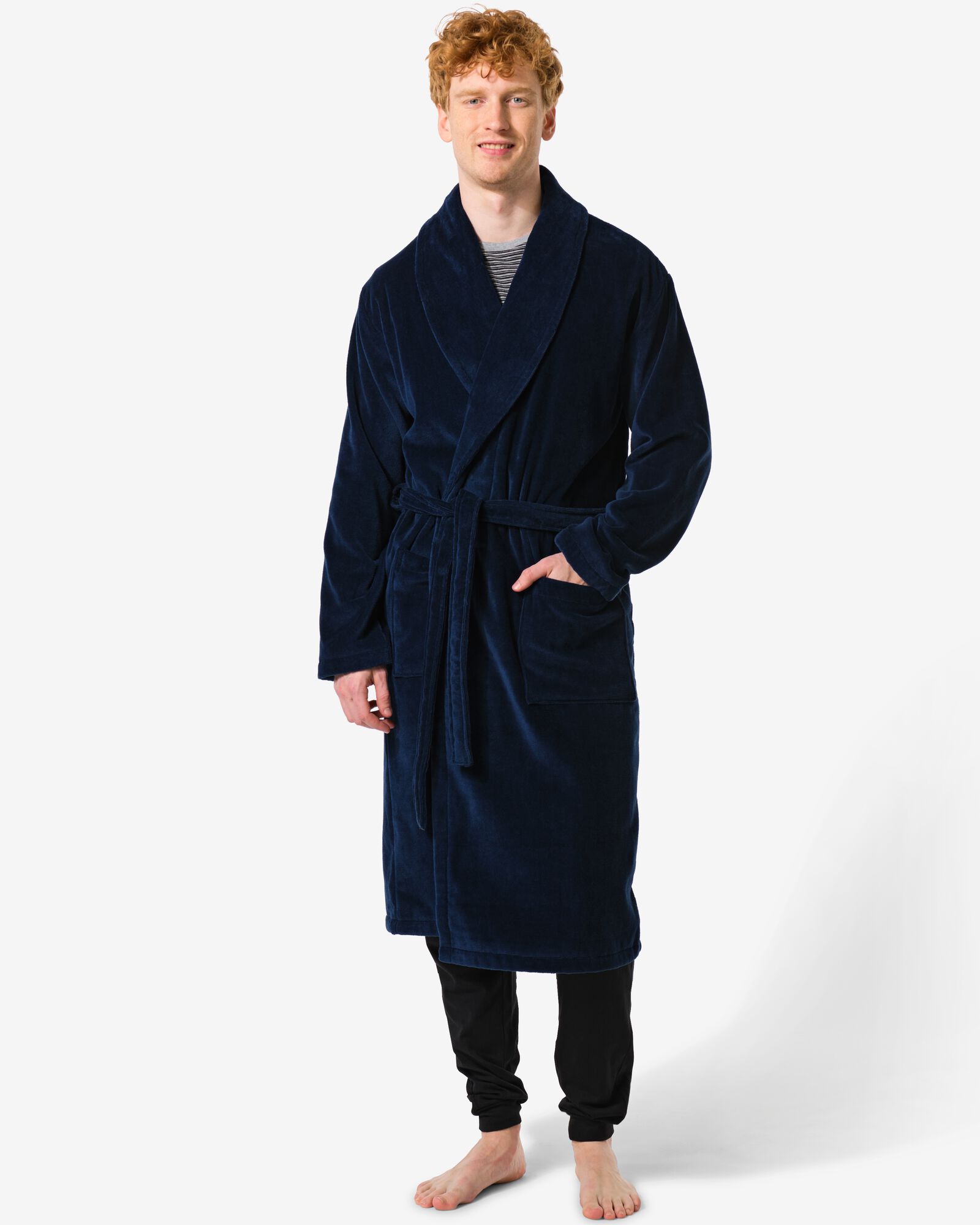 badjas velours donkergrijs - 23657399DARKGREY - HEMA