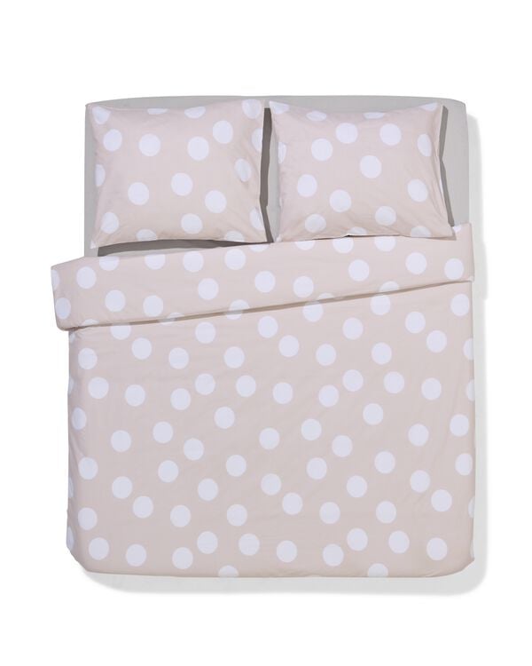 housse de couette 200x200/220 coton doux pois beige - 5750141 - HEMA