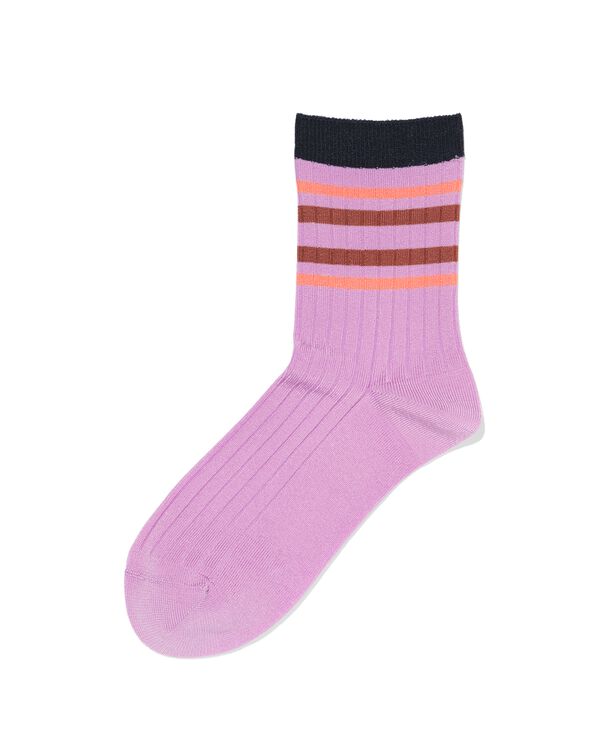 damessokken rib strepen lila lila - 4280940LILAC - HEMA