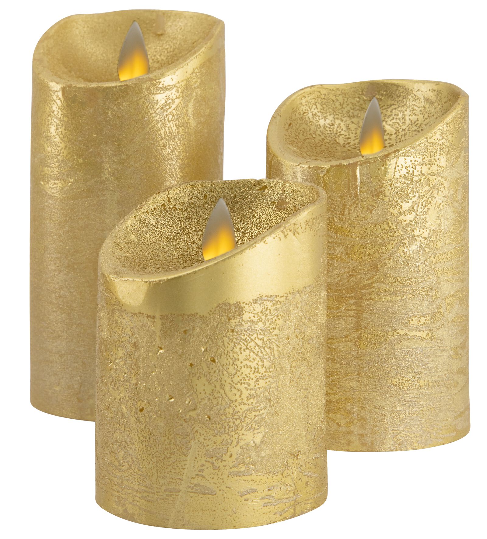 3 bougies LED en cire Ø7.5 doré - HEMA