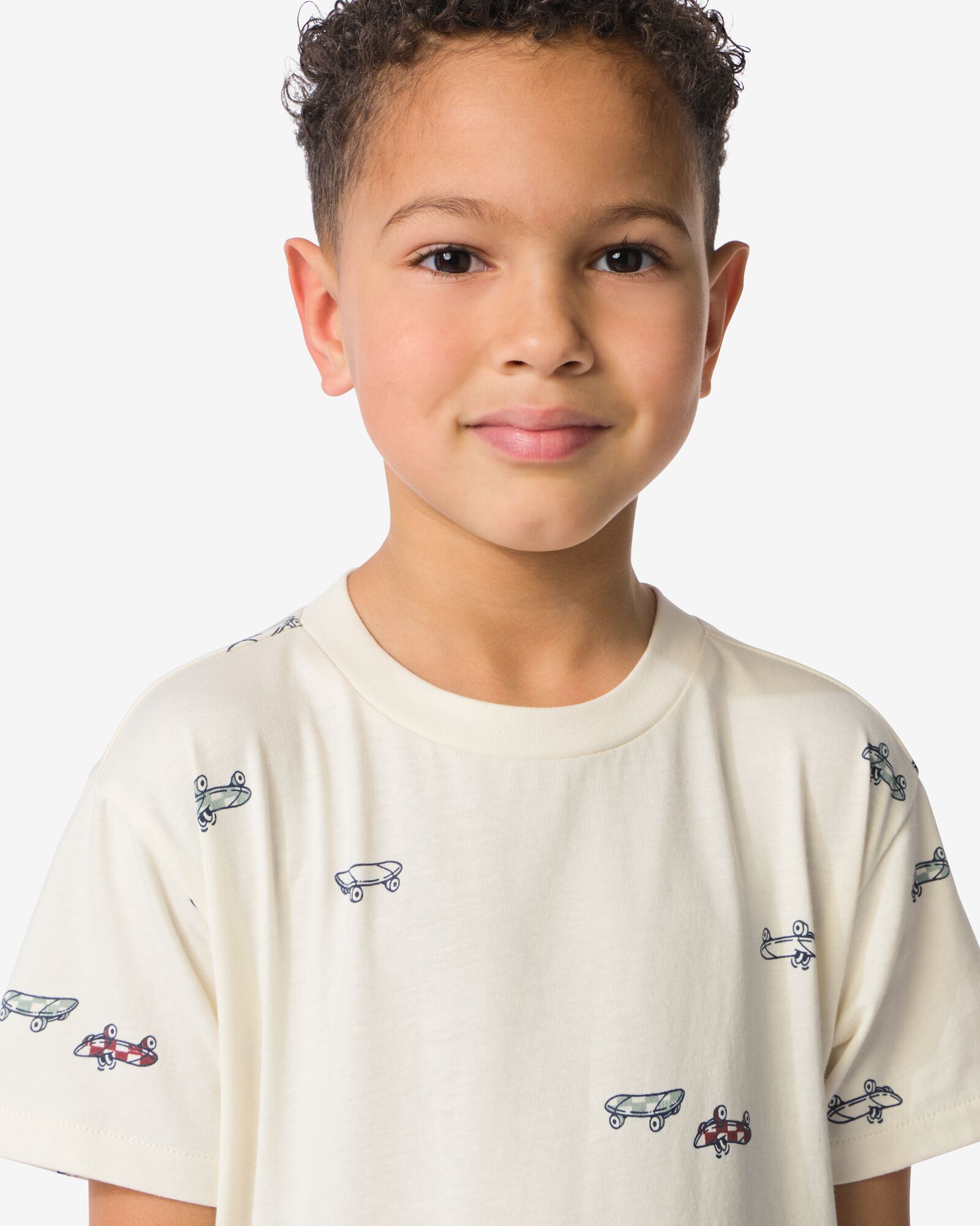 kinder T-shirt skateboard wit wit - 30713207WHITE - HEMA