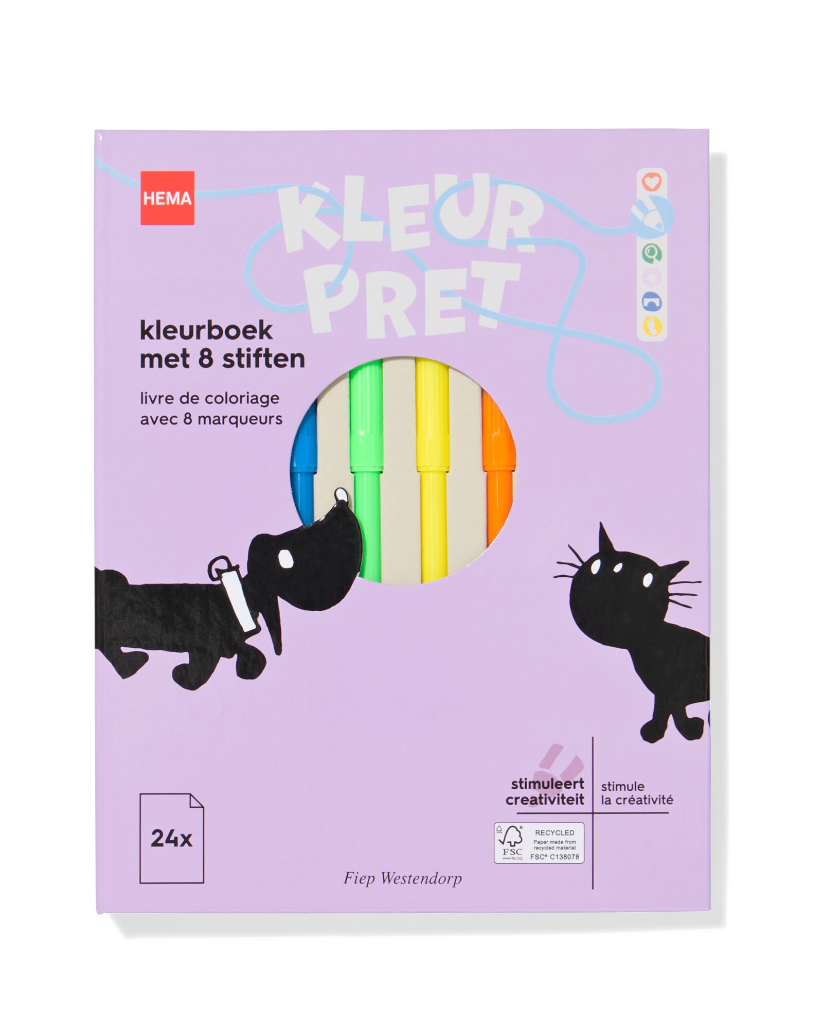 Livre de coloriage Takkie et Siepie avec 8 marqueurs  - 15900480 - HEMA