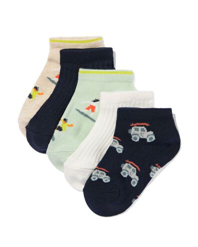 5 paires de socquettes enfant avec coton gris chiné 31/34 - 4370153 - HEMA