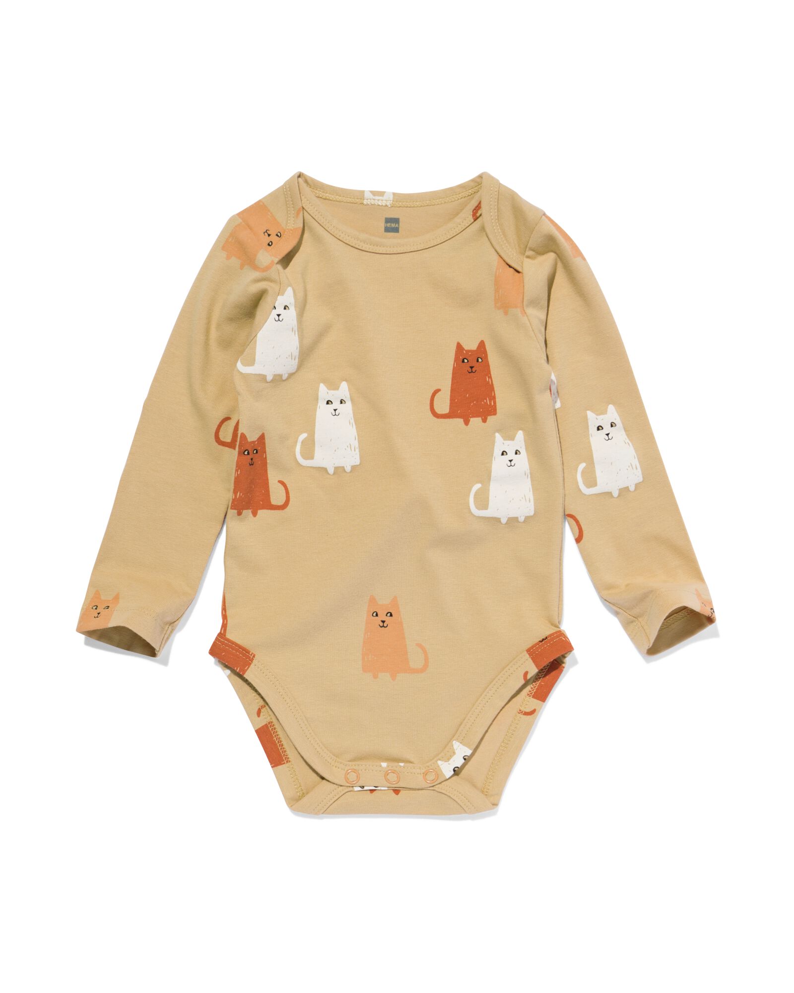 body coton bio extensible avec chats beige - 33310930BEIGE - HEMA