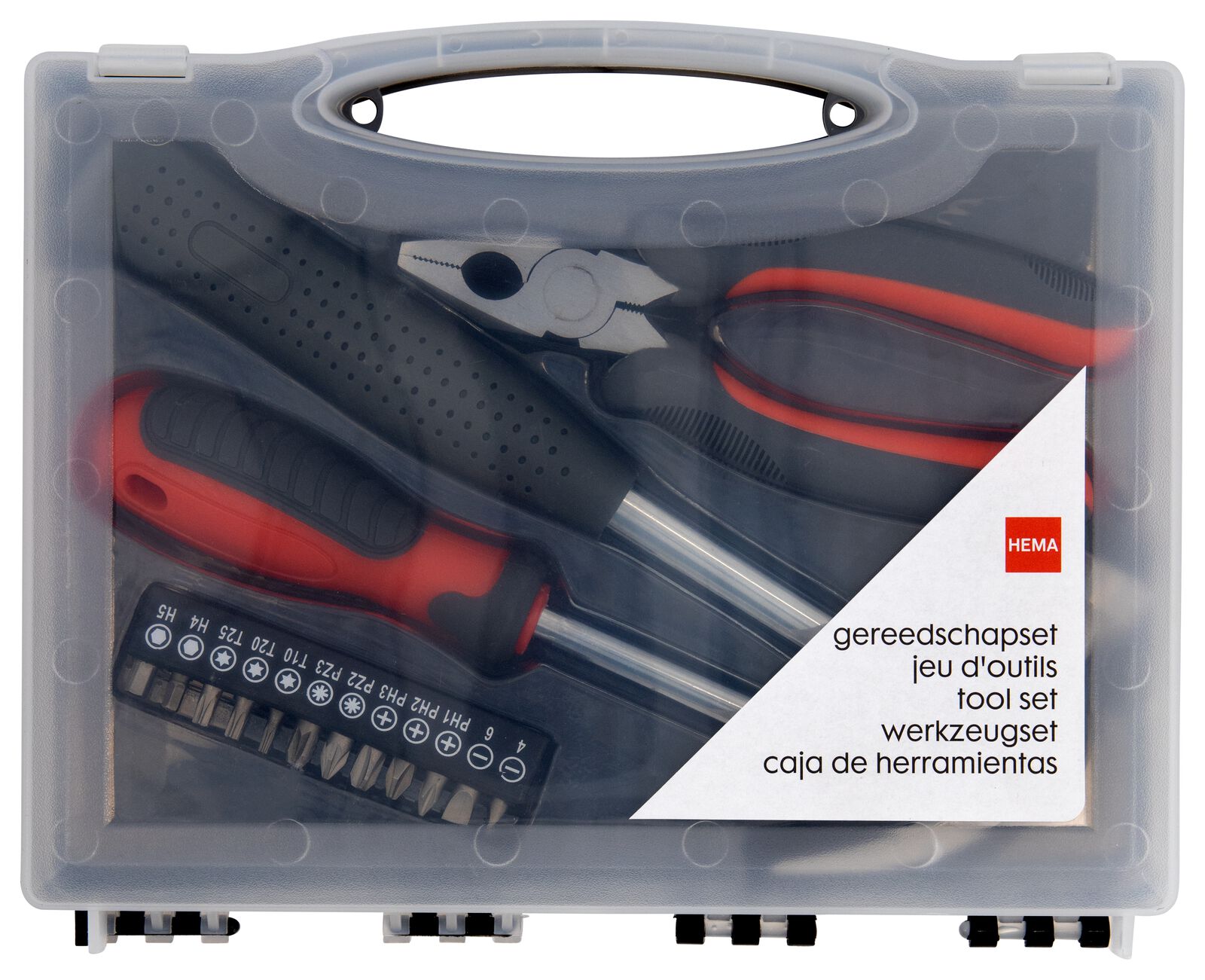 hamer, tang en schroevendraaier in koffer - 81060016 - HEMA