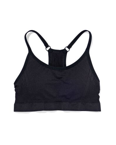 voorgevormde sporttop light support zonder beugel naadloos zwart zwart - 21730110BLACK - HEMA