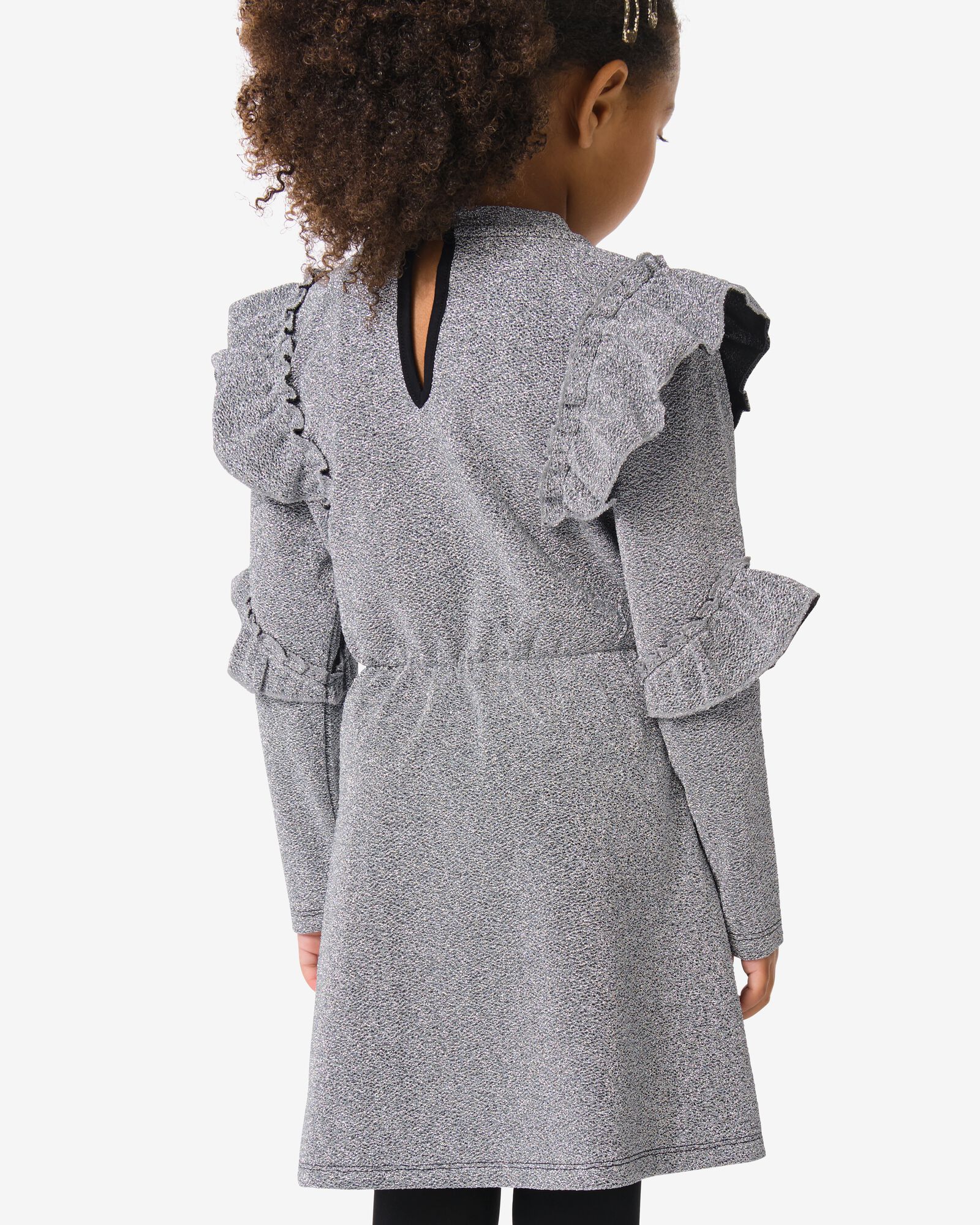 Kinderkleid mit R&uuml;schen und Glitzer silber - 30836607SILVER - HEMA