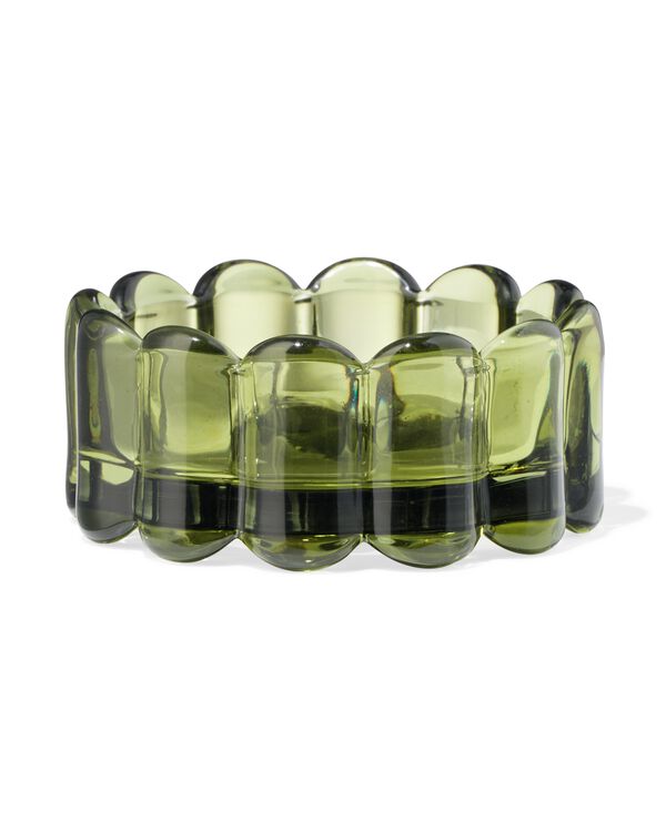 kaarsonderzetter ⌀10cm glas ribbel groen - 13325066 - HEMA