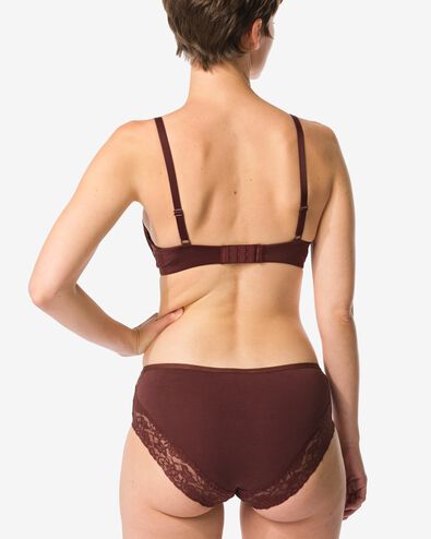 dameshipster katoen met kant donkerbruin - 19621615DARKBROWN - HEMA